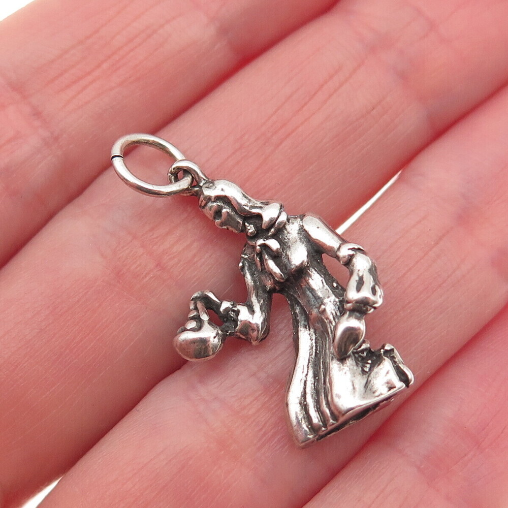 Shube 925 Sterling Silver Vintage Fruit Lady Oxidized 3D Charm Pendant